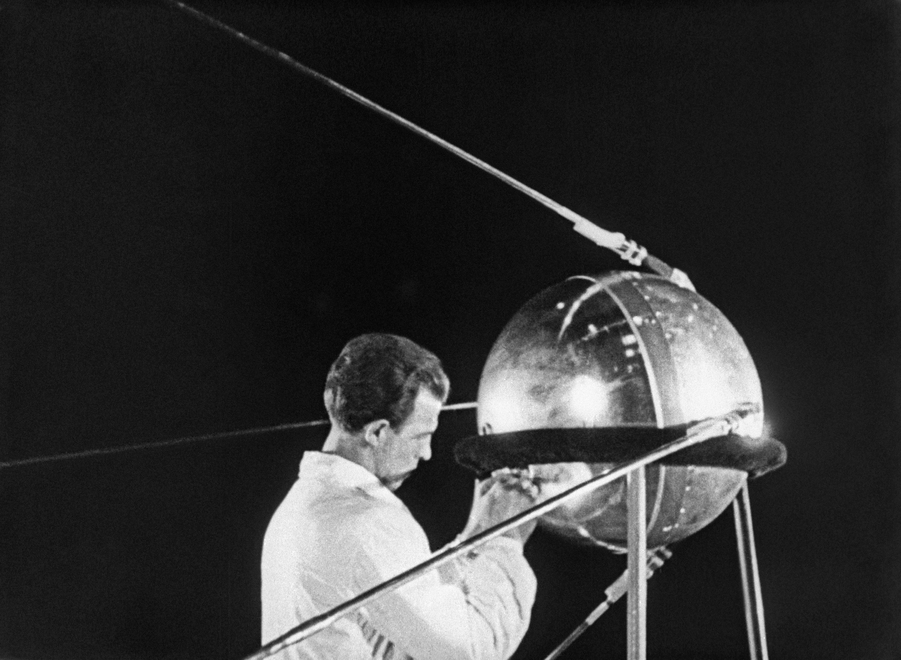 Shot from the movie dedicated to the first Soviet artificial Earth satellite, September 1, 1957